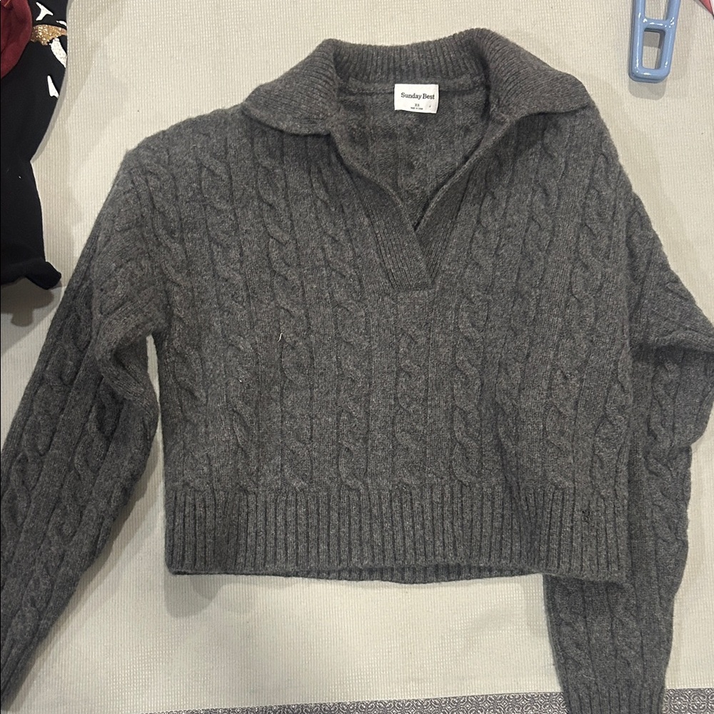 Sunday Best Charcoal Cable Knit Turtleneck Sweater